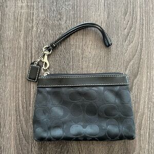 Coach Black Wristlet with Signature Design